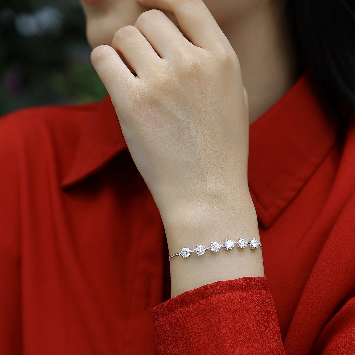 Six-Stone Moissanite Bolo Slider Bracelet - Image 6