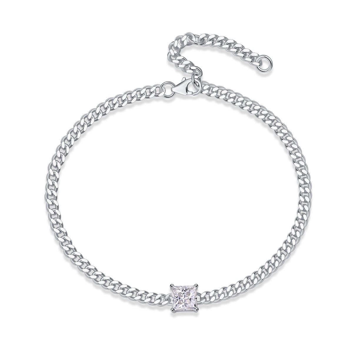 Princess Cut Moissanite Cuban Link Bracelet – 1ct DEW