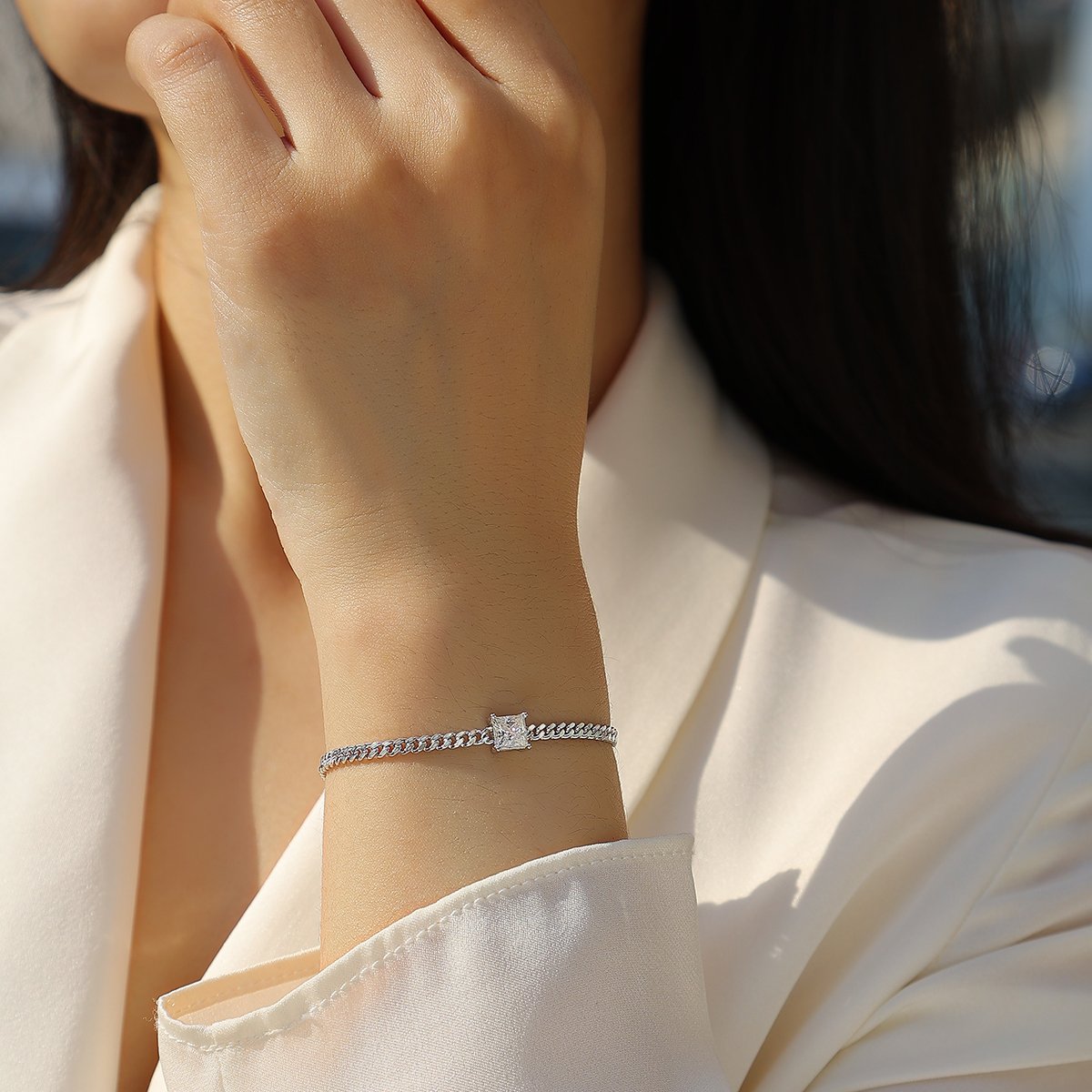 Princess Cut Moissanite Cuban Link Bracelet – 1ct DEW - Image 5