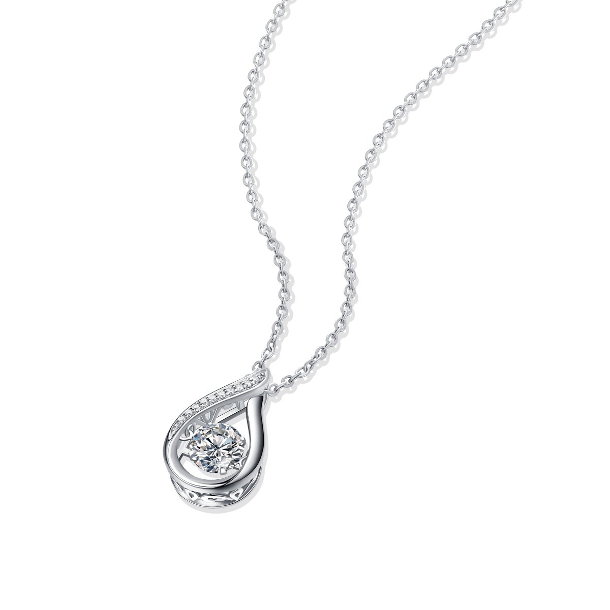 Teardrop Dancing Moissanite Pendant Necklace - Image 2