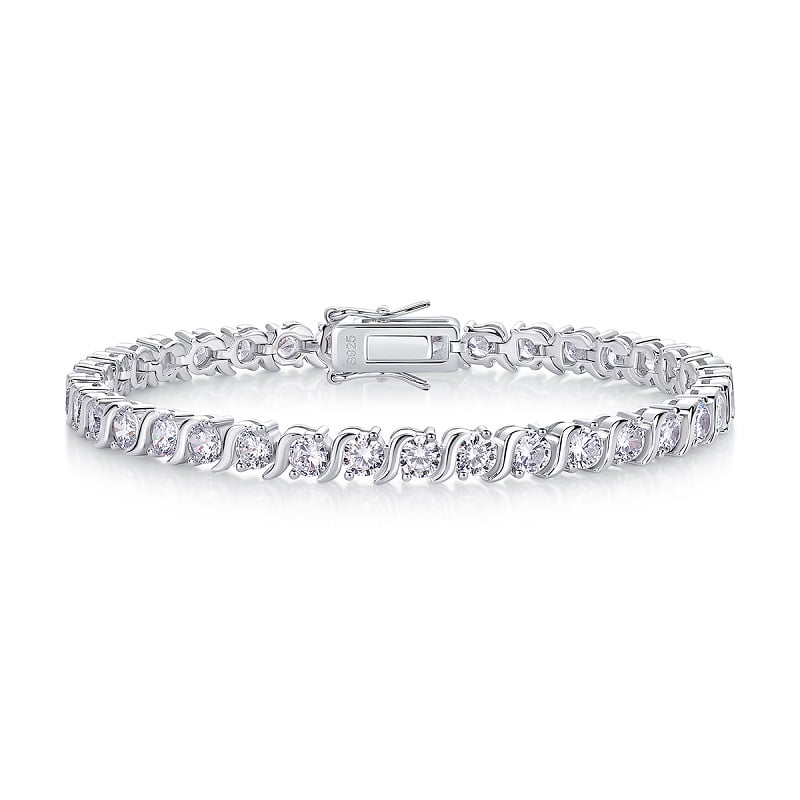 S-Link Round Moissanite Tennis Bracelet | 3ct DEW | 925 Silver