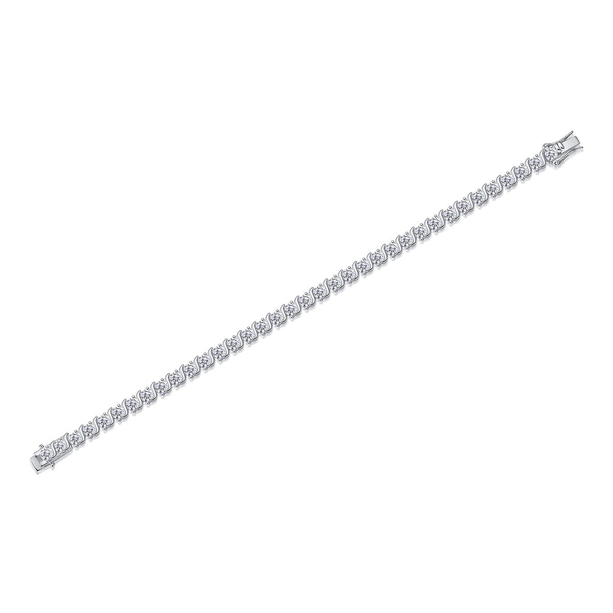 S-Link Round Moissanite Tennis Bracelet | 3ct DEW | 925 Silver - Image 2