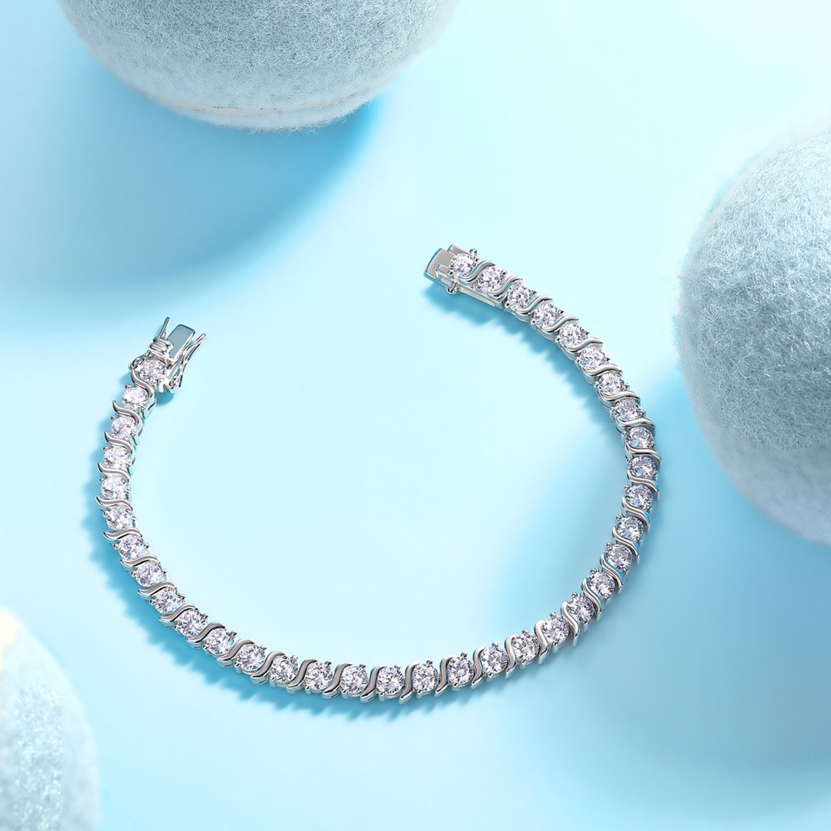 S-Link Round Moissanite Tennis Bracelet | 3ct DEW | 925 Silver - Image 3