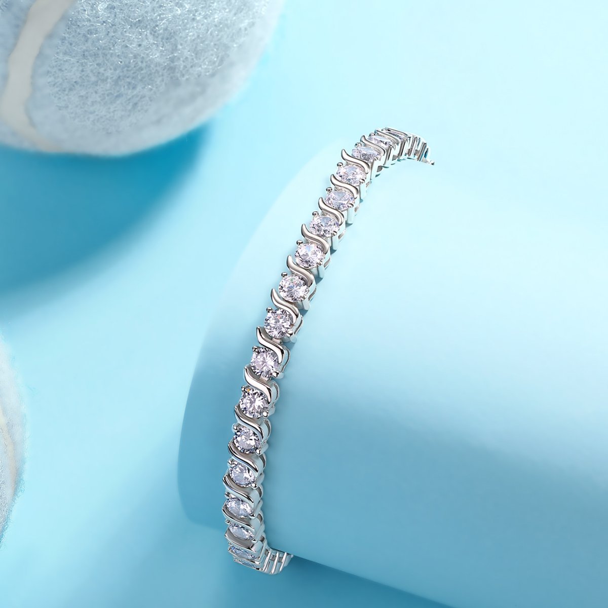 S-Link Round Moissanite Tennis Bracelet | 3ct DEW | 925 Silver - Image 4