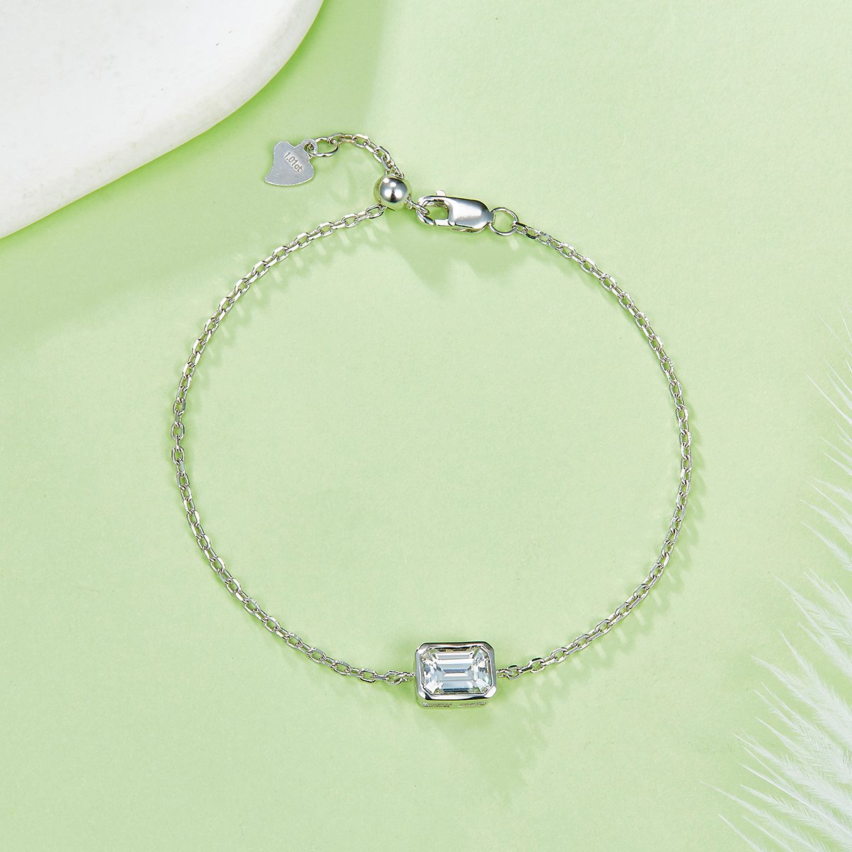 Emerald-Cut Moissanite Solitaire Bracelet - alternate view