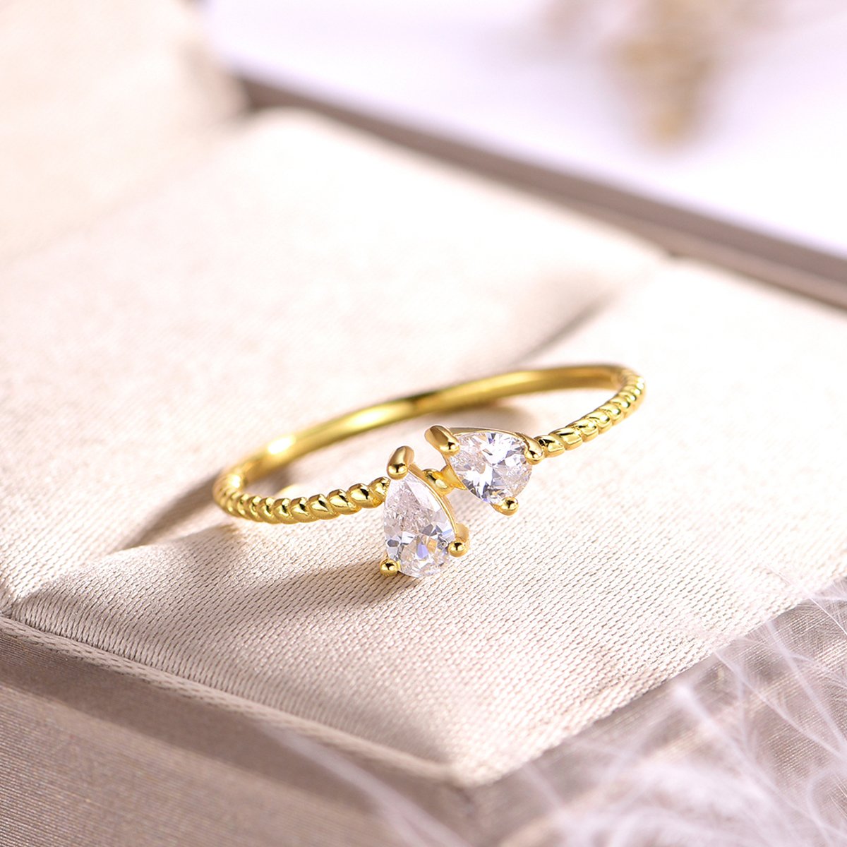 Toi et Moi Twin Pear Moissanite Twist Ring - alternate view