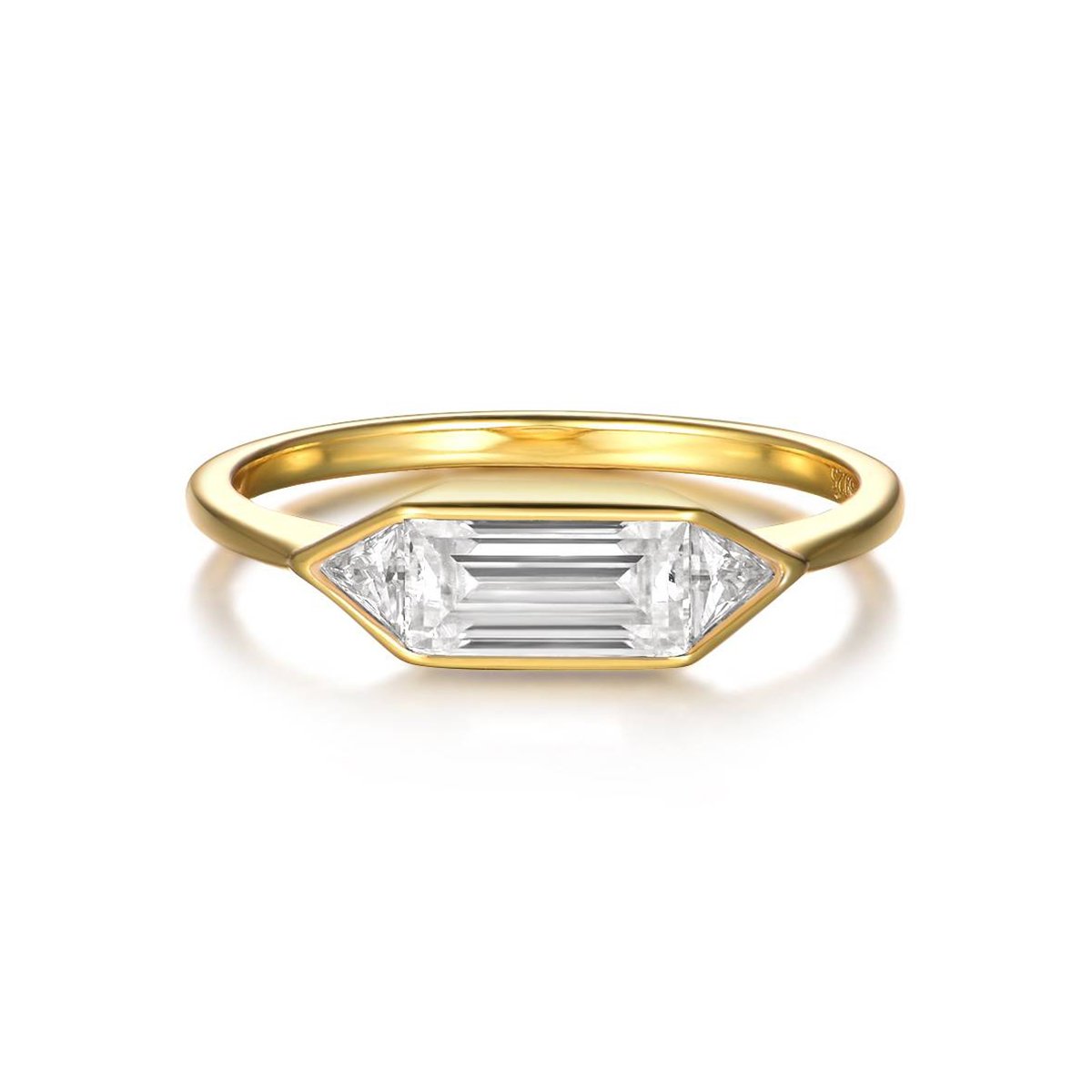 Bezel Three-Stone Baguette Moissanite Ring - alternate view