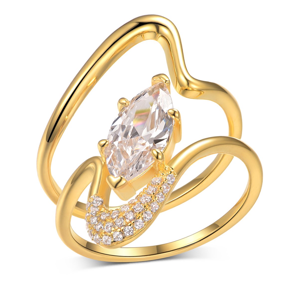 Marquise Moissanite Gold Stacking Ring Set