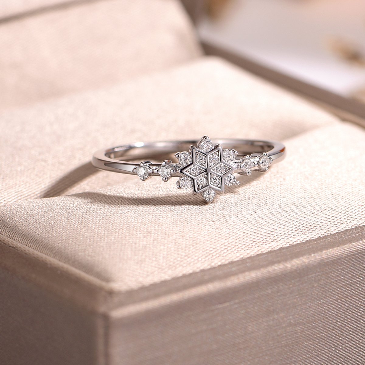 Moissanite Snowflake Pave Ring - alternate view