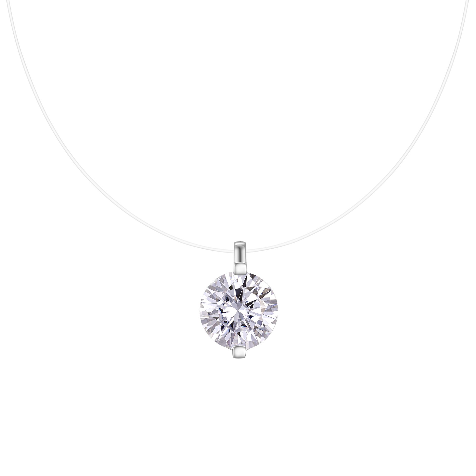 Floating Moissanite Illusion Necklace – 2ct DEW (8mm)