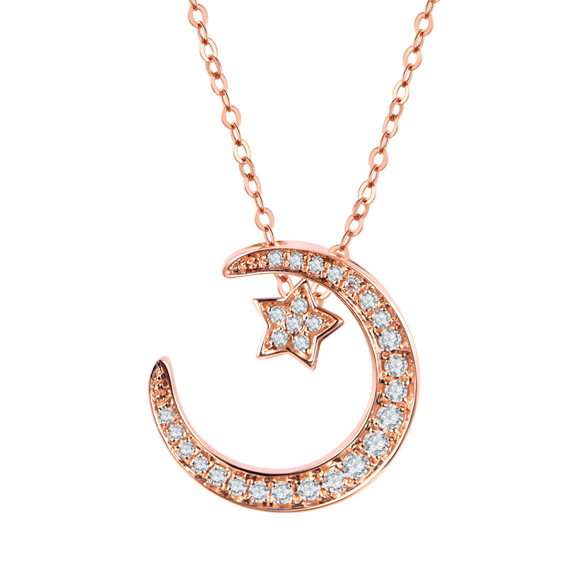 Crescent Moon & Star Pavé Moissanite Necklace - Image 2