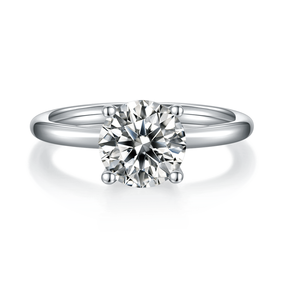 Round Brilliant 3ct Moissanite Solitaire Ring | 9mm DEW | White Gold Over 925 Silver - Image 2