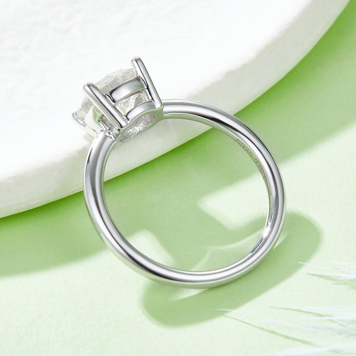 Round Brilliant 3ct Moissanite Solitaire Ring | 9mm DEW | White Gold Over 925 Silver - Image 5