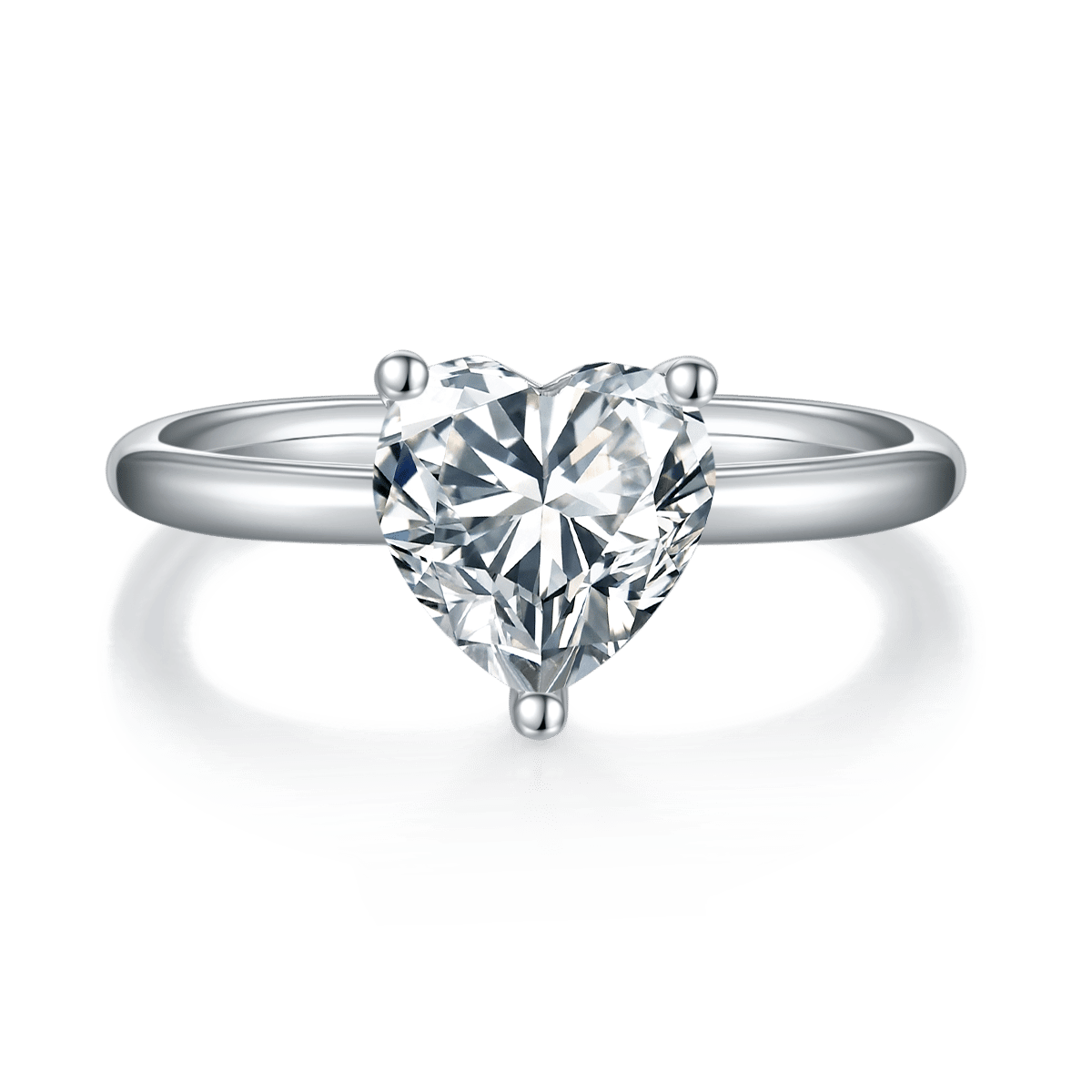 3ct Heart-Cut Moissanite Solitaire Ring | 925 Sterling Silver - Image 3