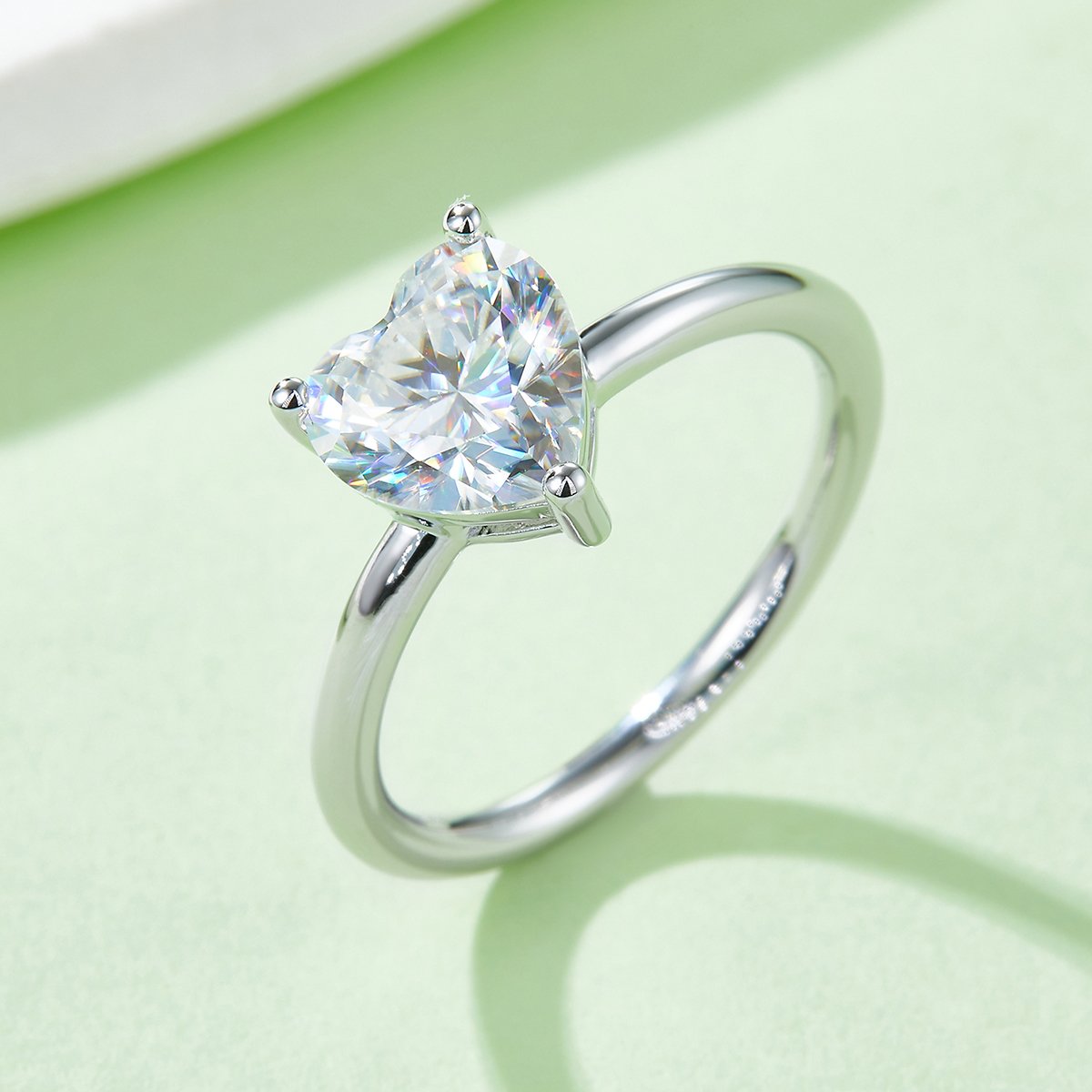 3ct Heart-Cut Moissanite Solitaire Ring | 925 Sterling Silver - Image 4