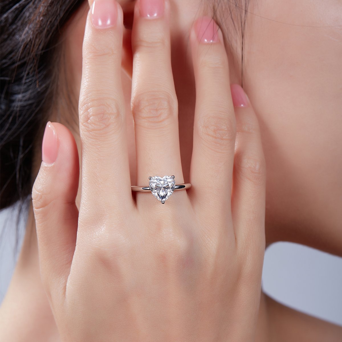 3ct Heart-Cut Moissanite Solitaire Ring | 925 Sterling Silver - Image 7