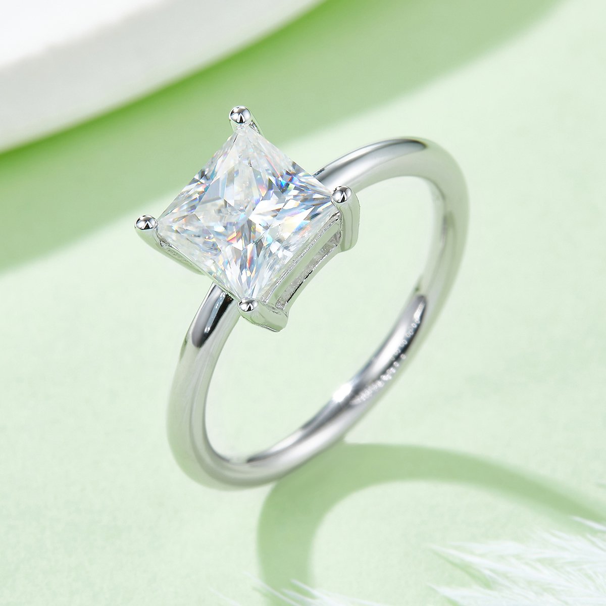 Princess-Cut 3ct Moissanite Solitaire Ring - Image 4