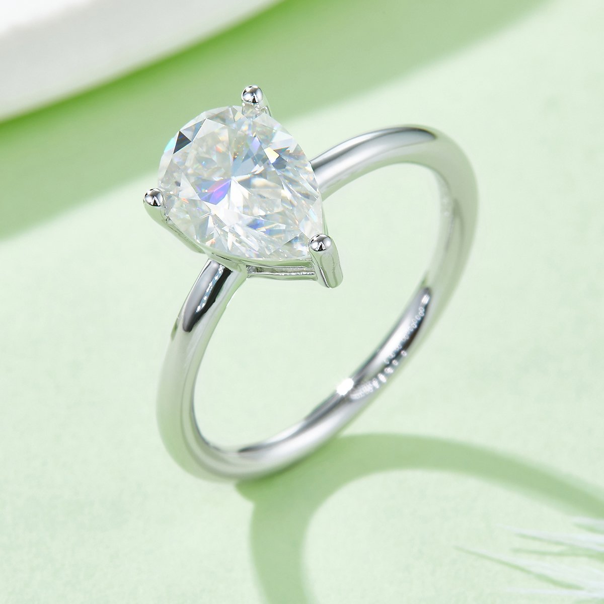 Pear-Cut 3ct Moissanite Solitaire Ring - Image 4