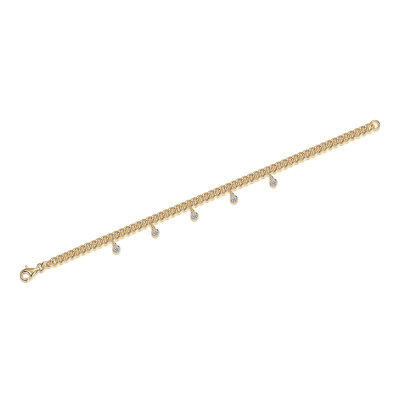 Moissanite Drop Cuban Link Bracelet – 18K Yellow Gold - alternate view