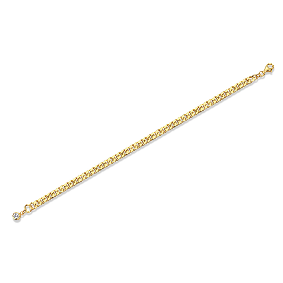 Moissanite Charm Cuban Link Bracelet – 18K Yellow Gold - alternate view