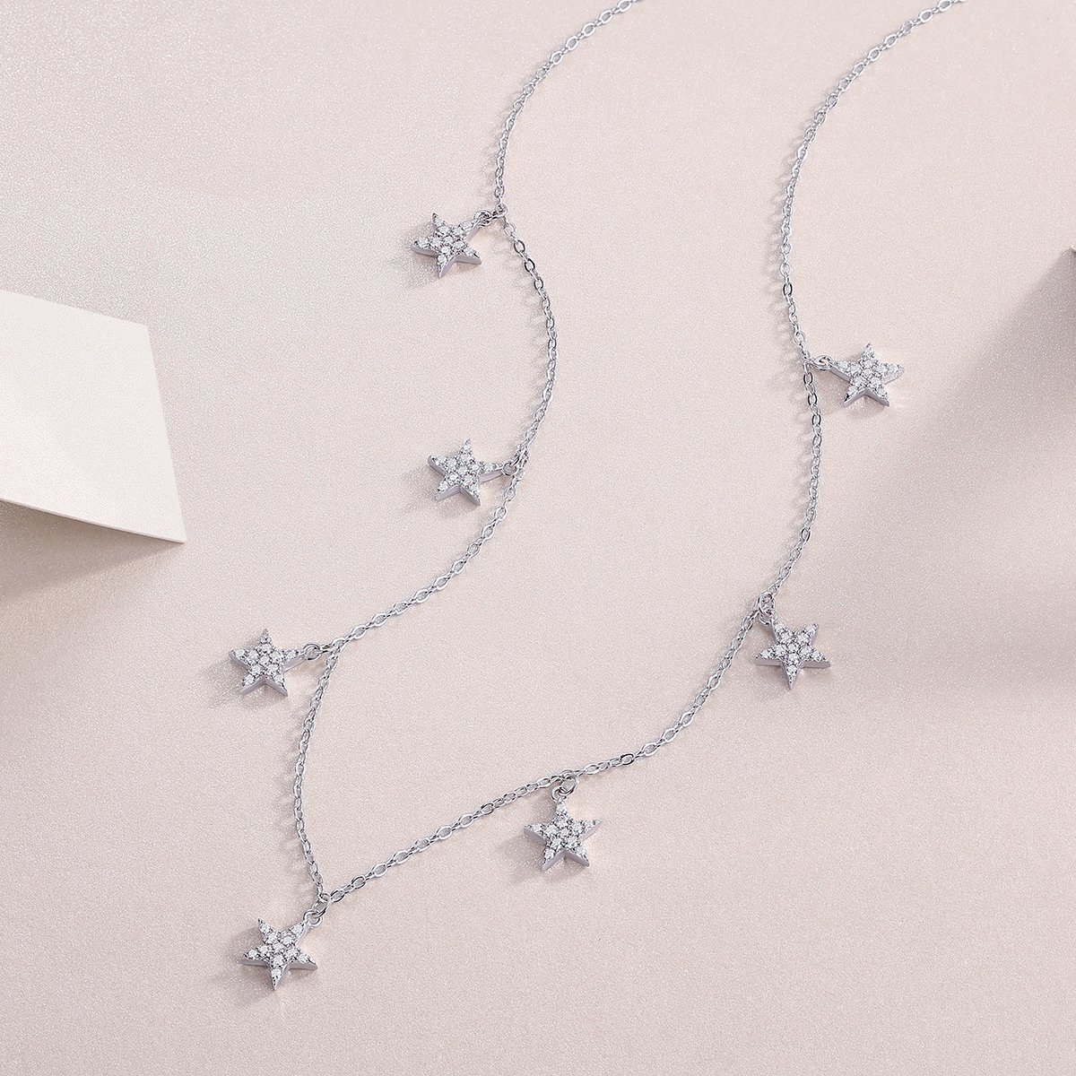Pave Star Station Moissanite Necklace - Image 3