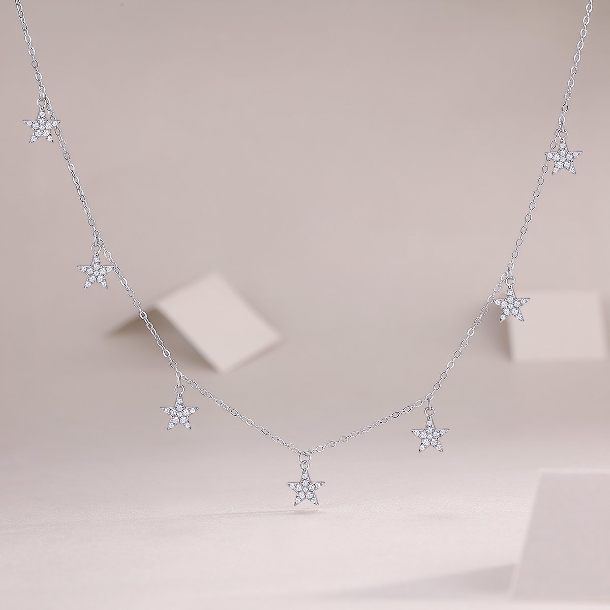 Pave Star Station Moissanite Necklace - Image 4