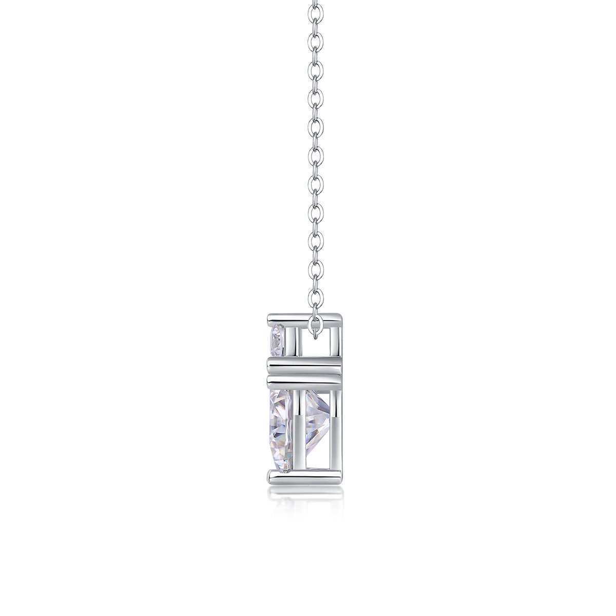 8mm Heart-Cut Moissanite Pendant Necklace in White Gold-Plated Silver - Image 2