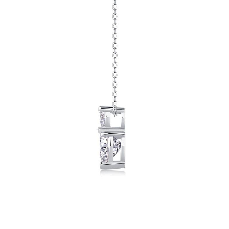 Heart-Cut Moissanite Solitaire Necklace 2ct DEW with Pear Accent - Image 2