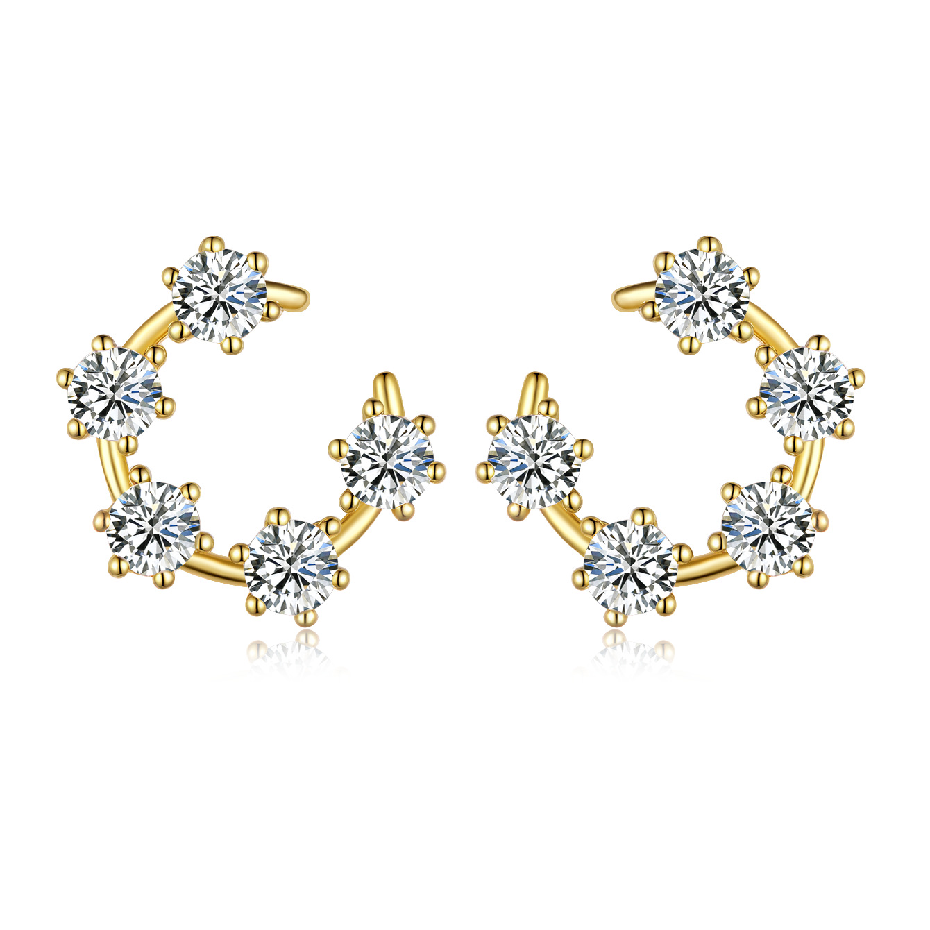 Moissanite Open Circle Climber Earrings