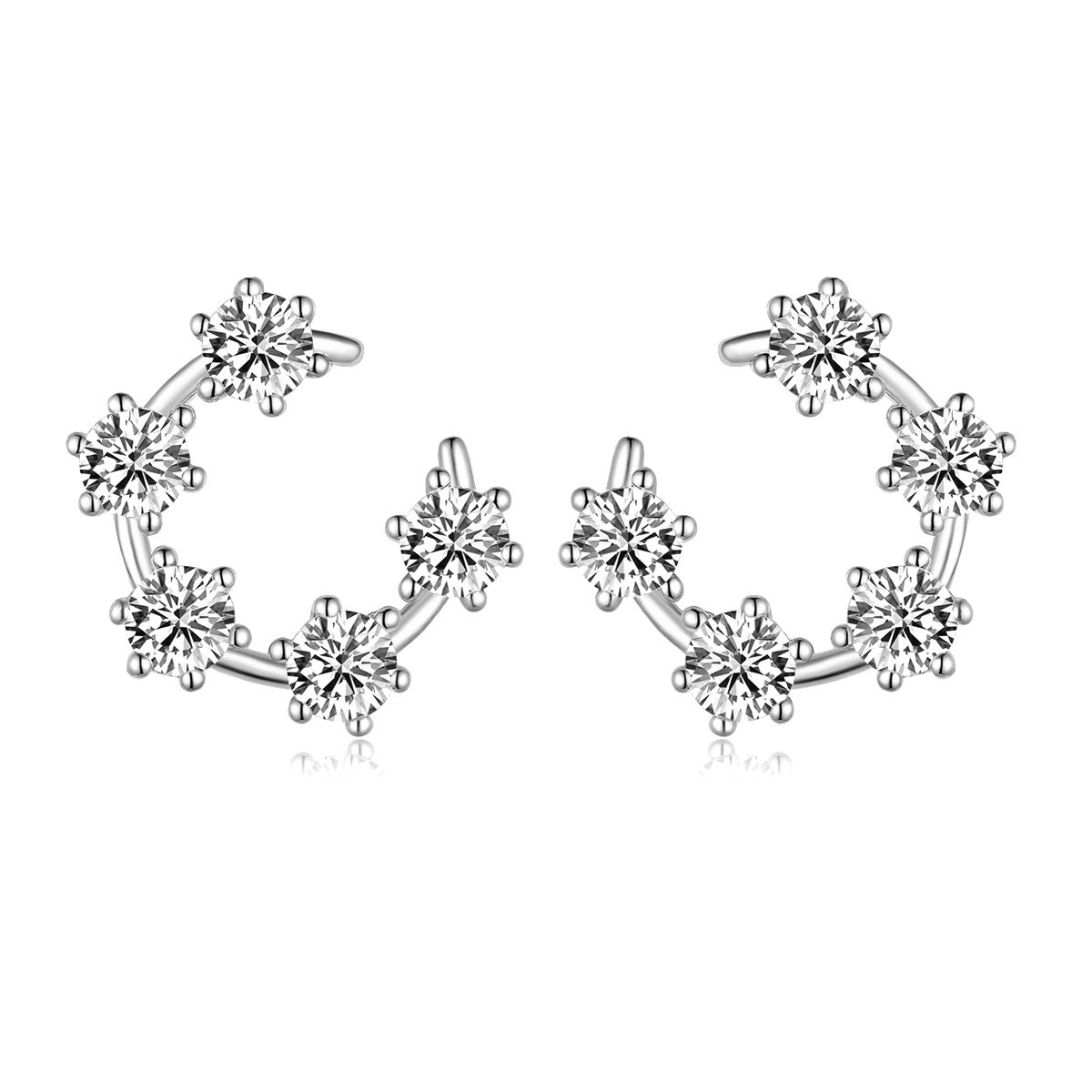 Moissanite Open Circle Climber Earrings - Image 2
