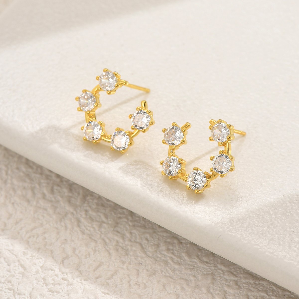 Moissanite Open Circle Climber Earrings - Image 3
