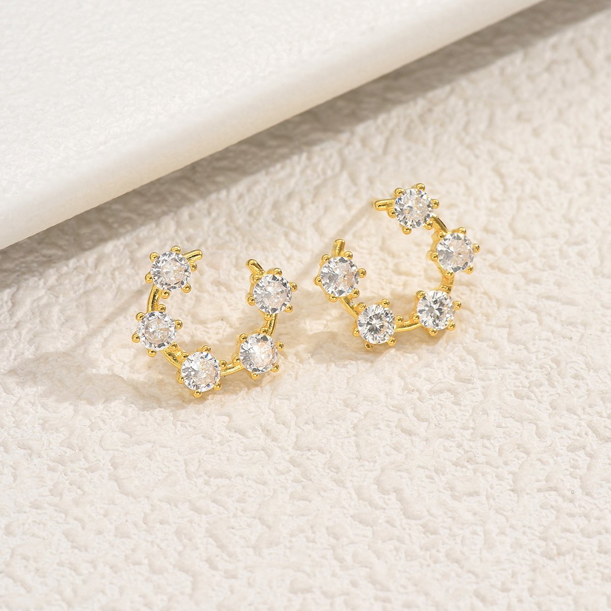 Moissanite Open Circle Climber Earrings - Image 4