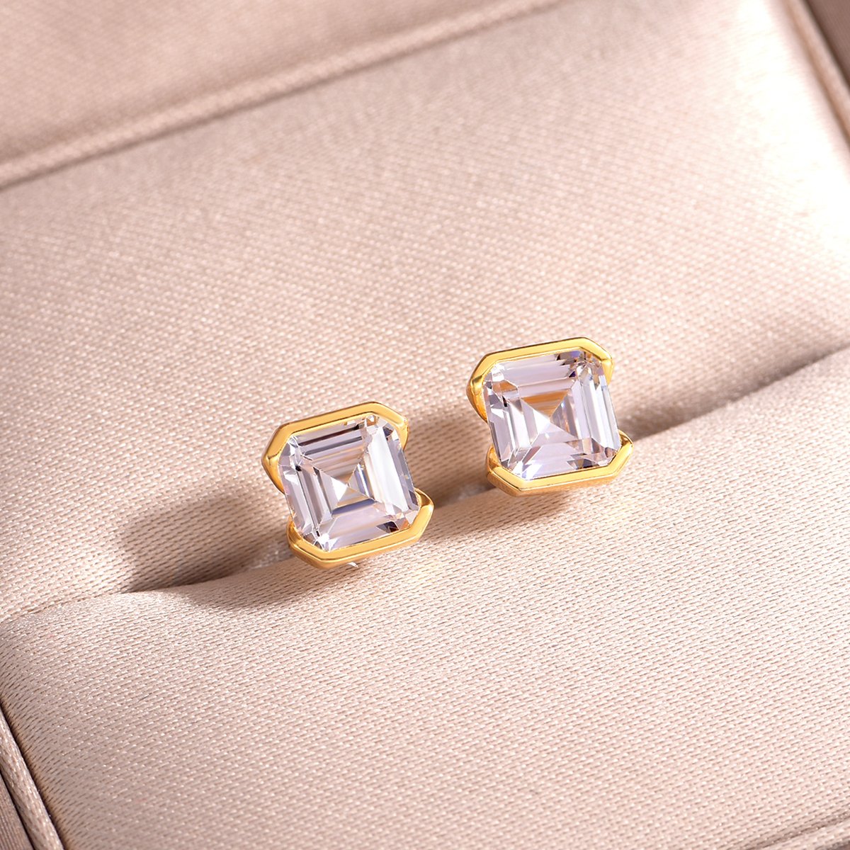 2ct Asscher-Cut Moissanite Bezel Stud Earrings - Image 4