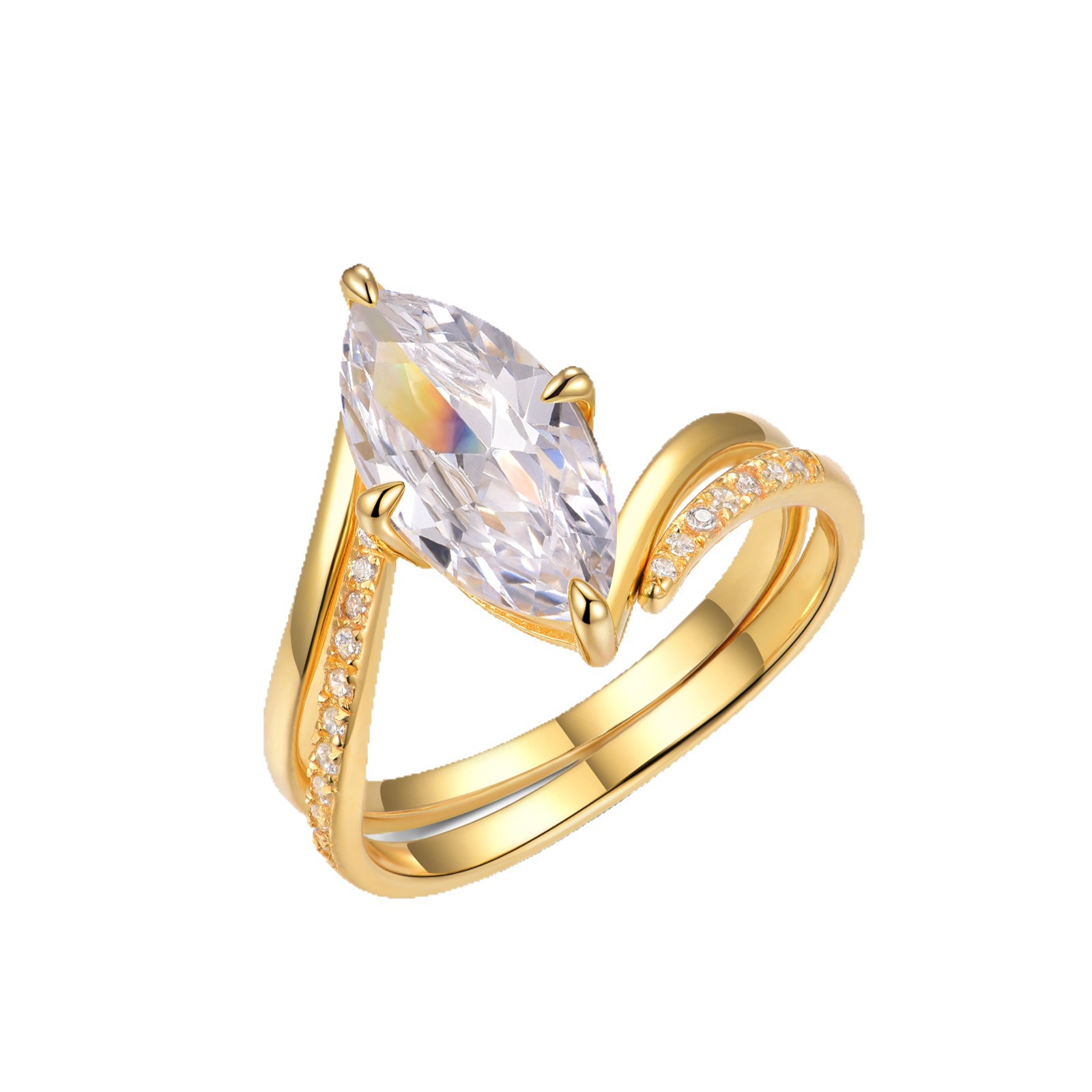 3 CT Marquise Moissanite Bypass Bridal Set