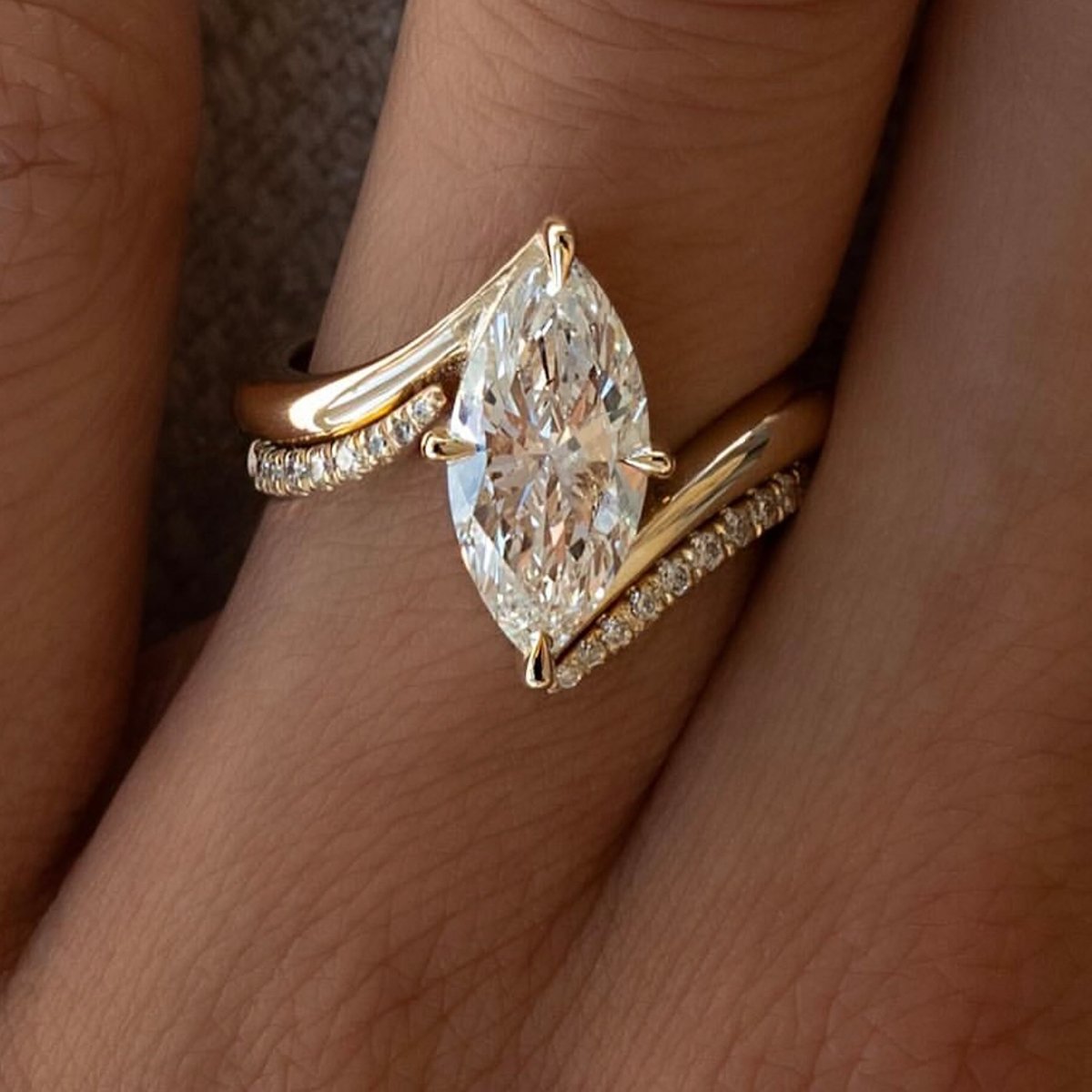 3 CT Marquise Moissanite Bypass Bridal Set - Image 4