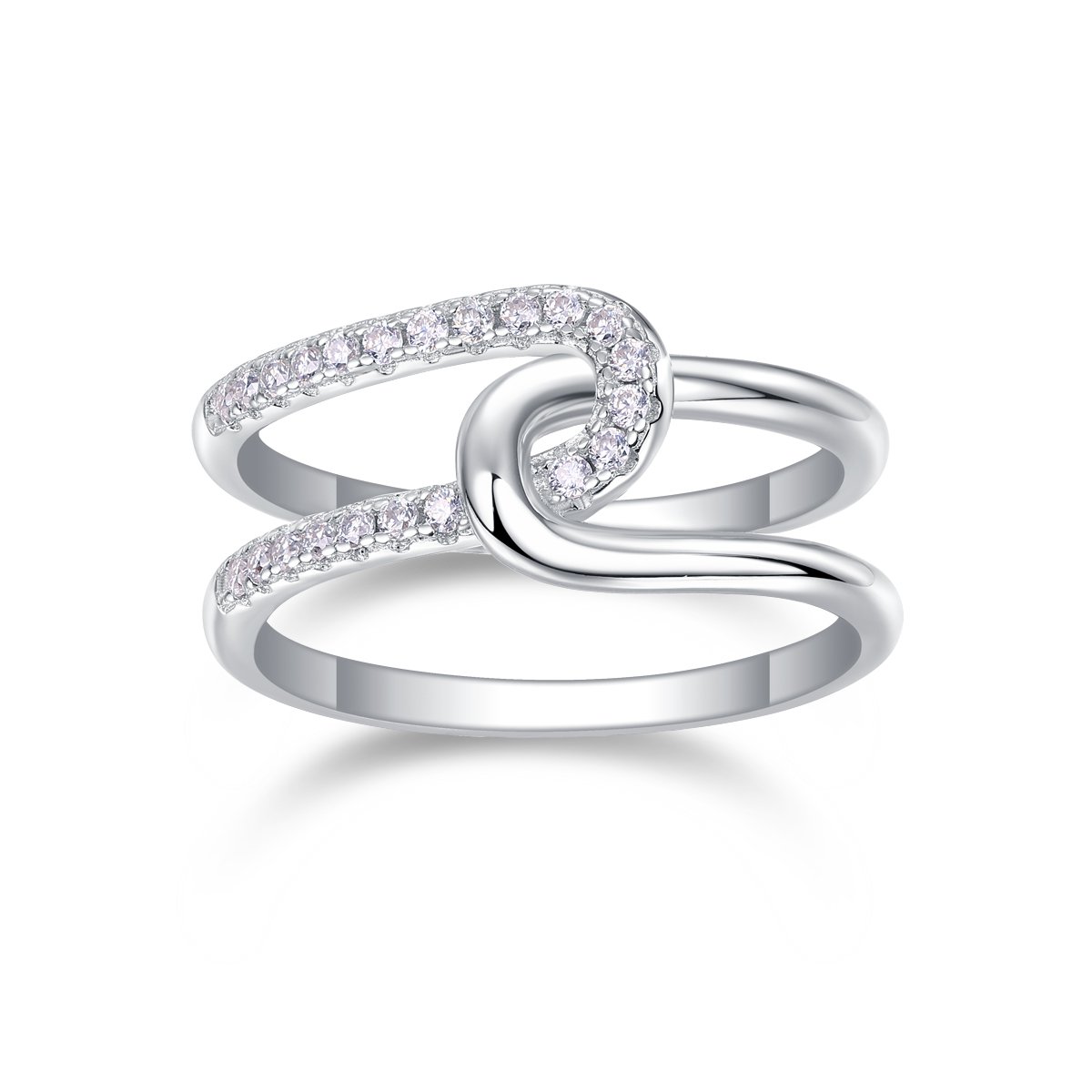 Knotted Double-Band Pavé Moissanite Ring - Image 4