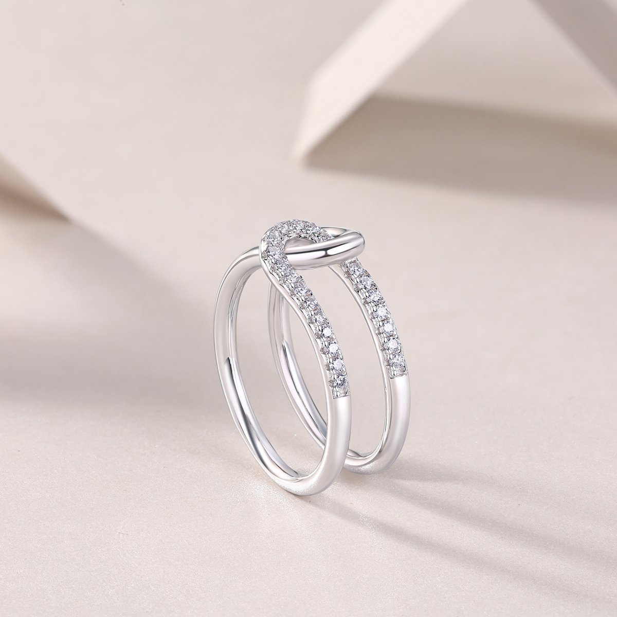Knotted Double-Band Pavé Moissanite Ring - Image 6