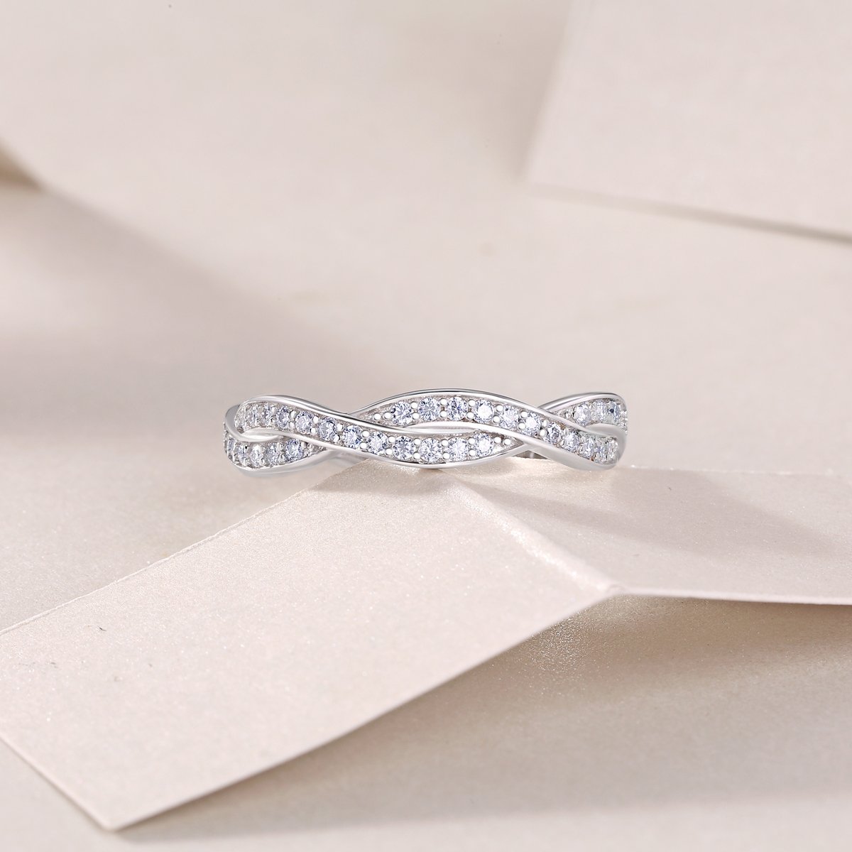 Twisted Braided Pavé Moissanite Eternity Band - Image 6