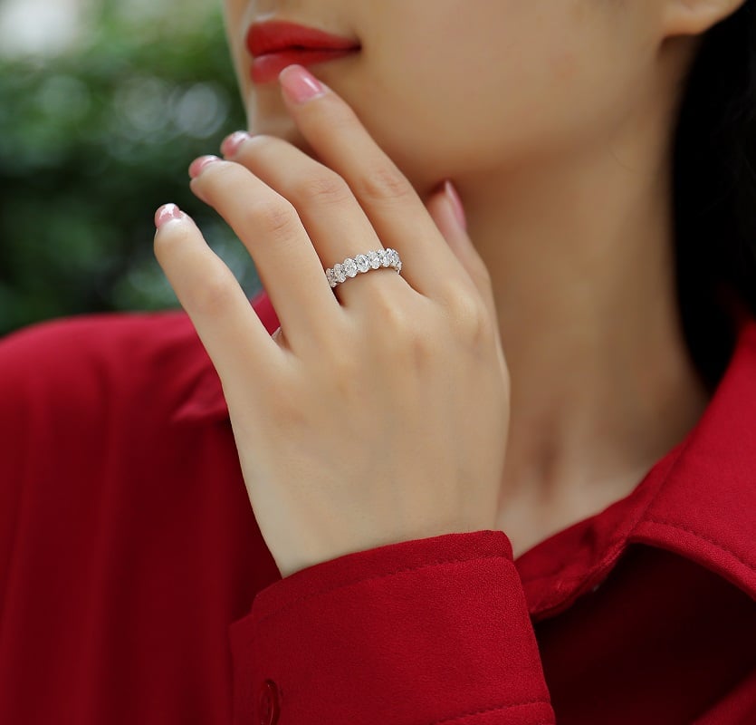 6 CT Oval Moissanite Eternity Band Ring - Image 7