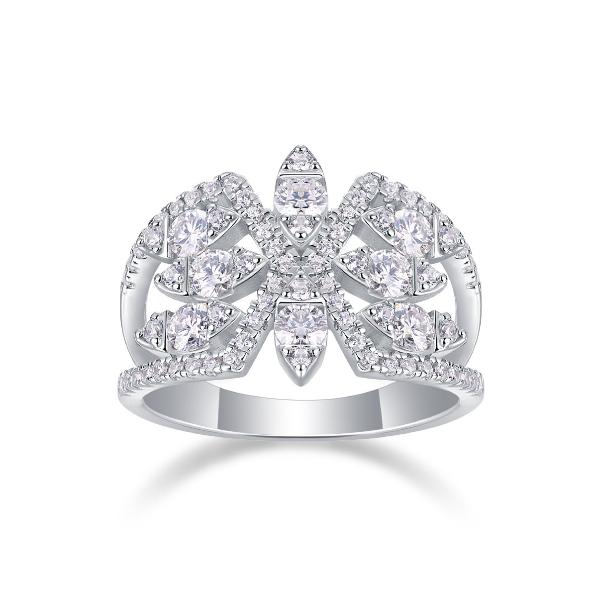 Leaf-Spray Moissanite Pavé Statement Ring - Image 2