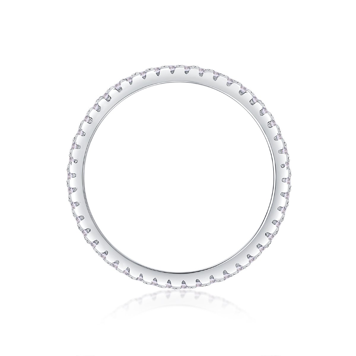 Baguette & Pave Full Eternity Moissanite Ring | 18K White Gold Plated 925 Silver - Image 2