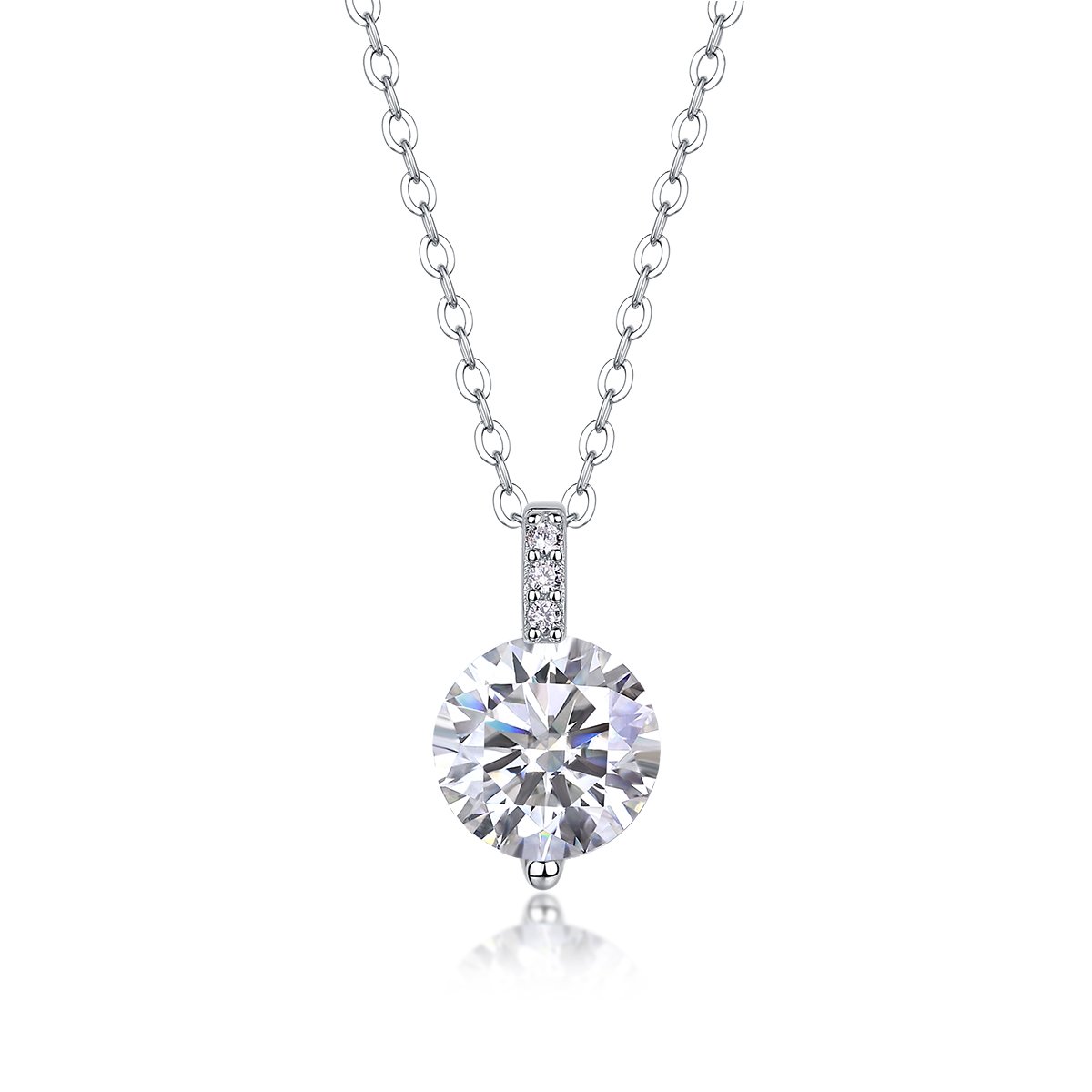 2ct Round Moissanite Solitaire Necklace in 18K White Gold