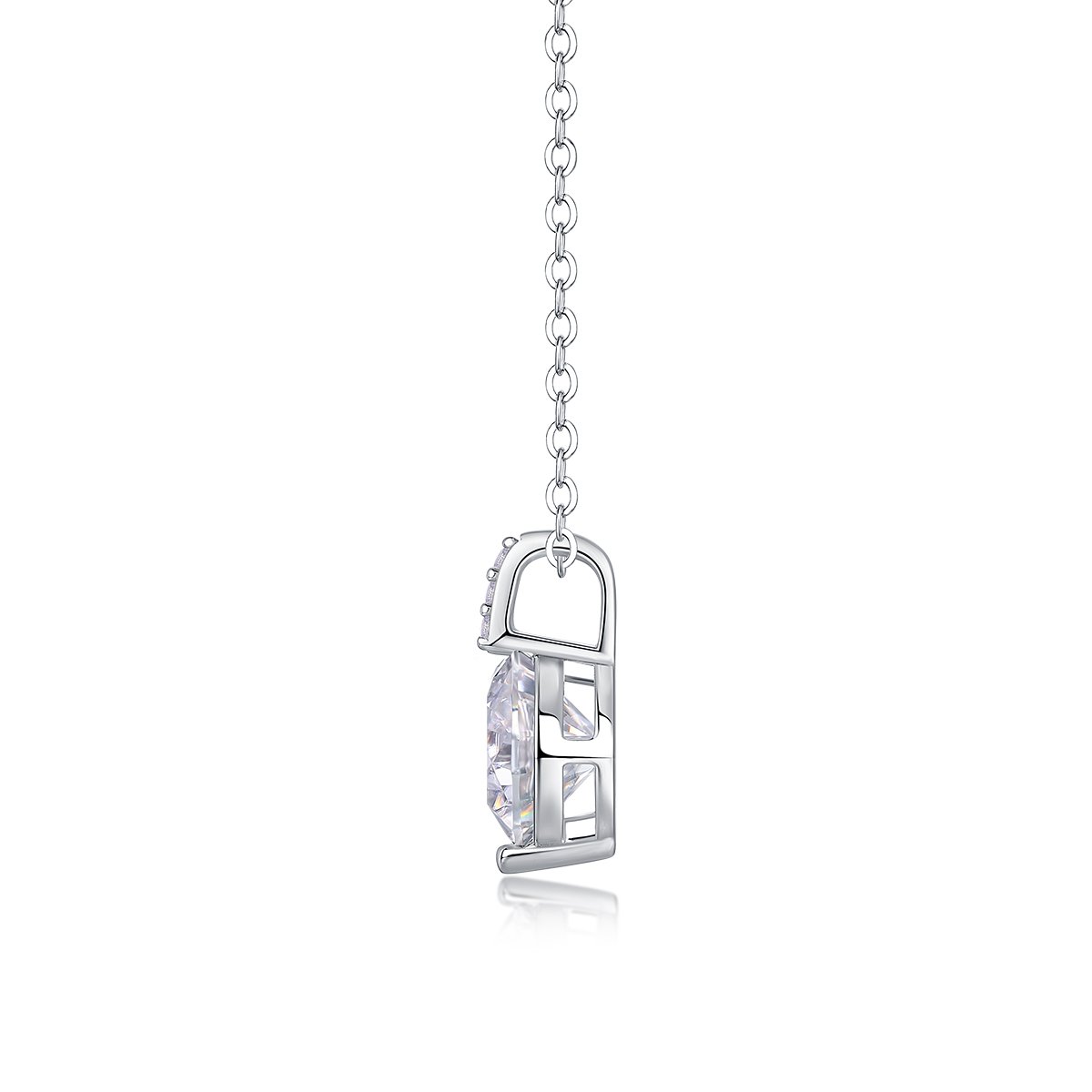 2ct Round Moissanite Solitaire Necklace in 18K White Gold - Image 2