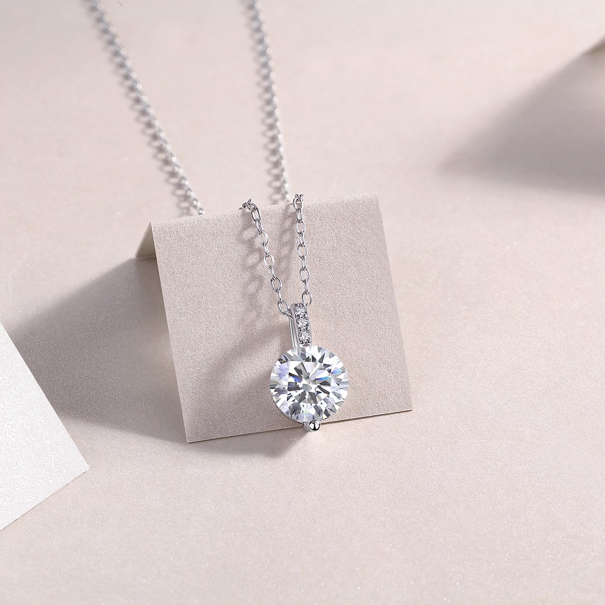 2ct Round Moissanite Solitaire Necklace in 18K White Gold - Image 3