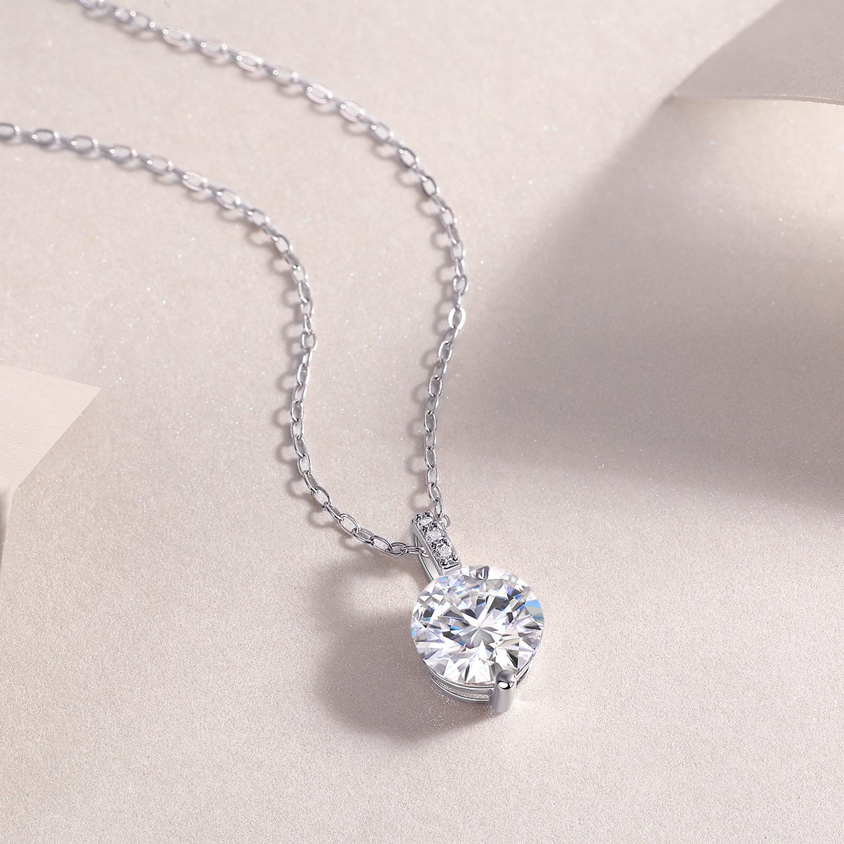 2ct Round Moissanite Solitaire Necklace in 18K White Gold - Image 4