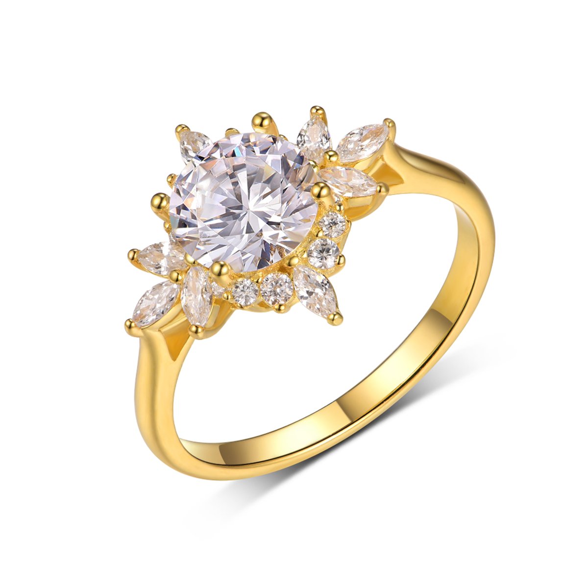 1.2ct Round Moissanite Floral Snowflake Ring