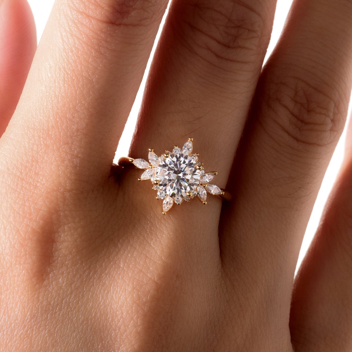 1.2ct Round Moissanite Floral Snowflake Ring - Image 5