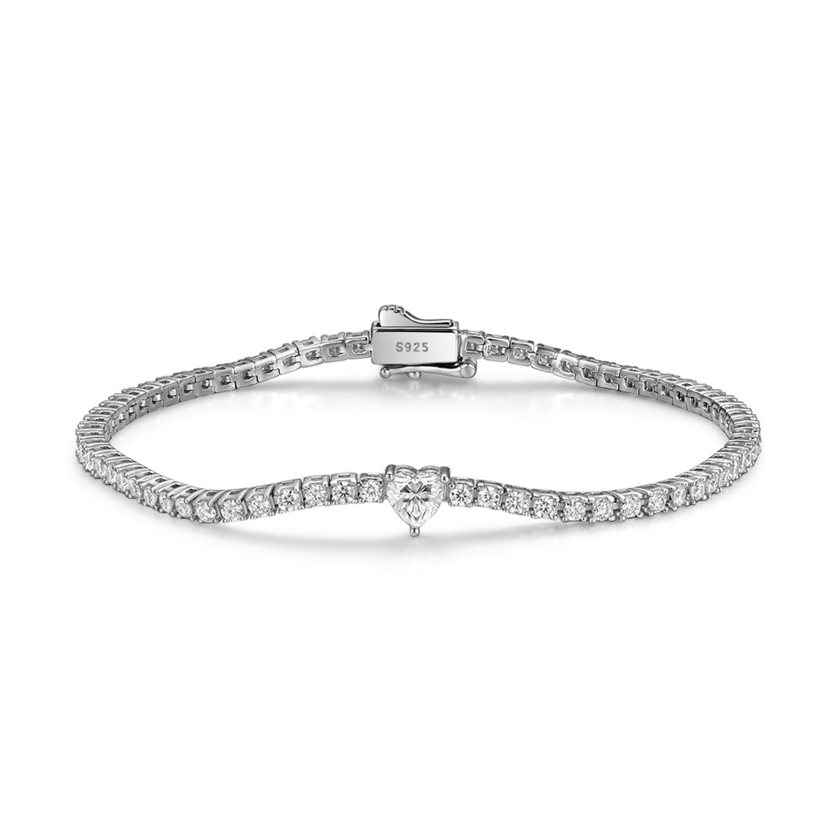 Heart-Center Moissanite Tennis Bracelet