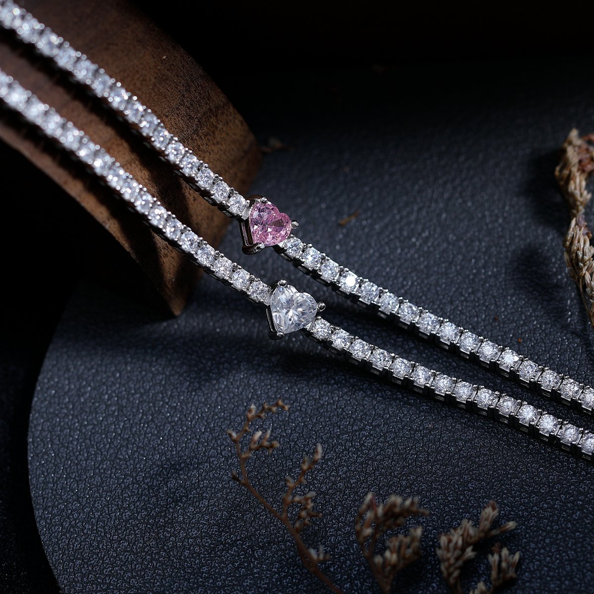 Heart-Center Moissanite Tennis Bracelet - Image 3