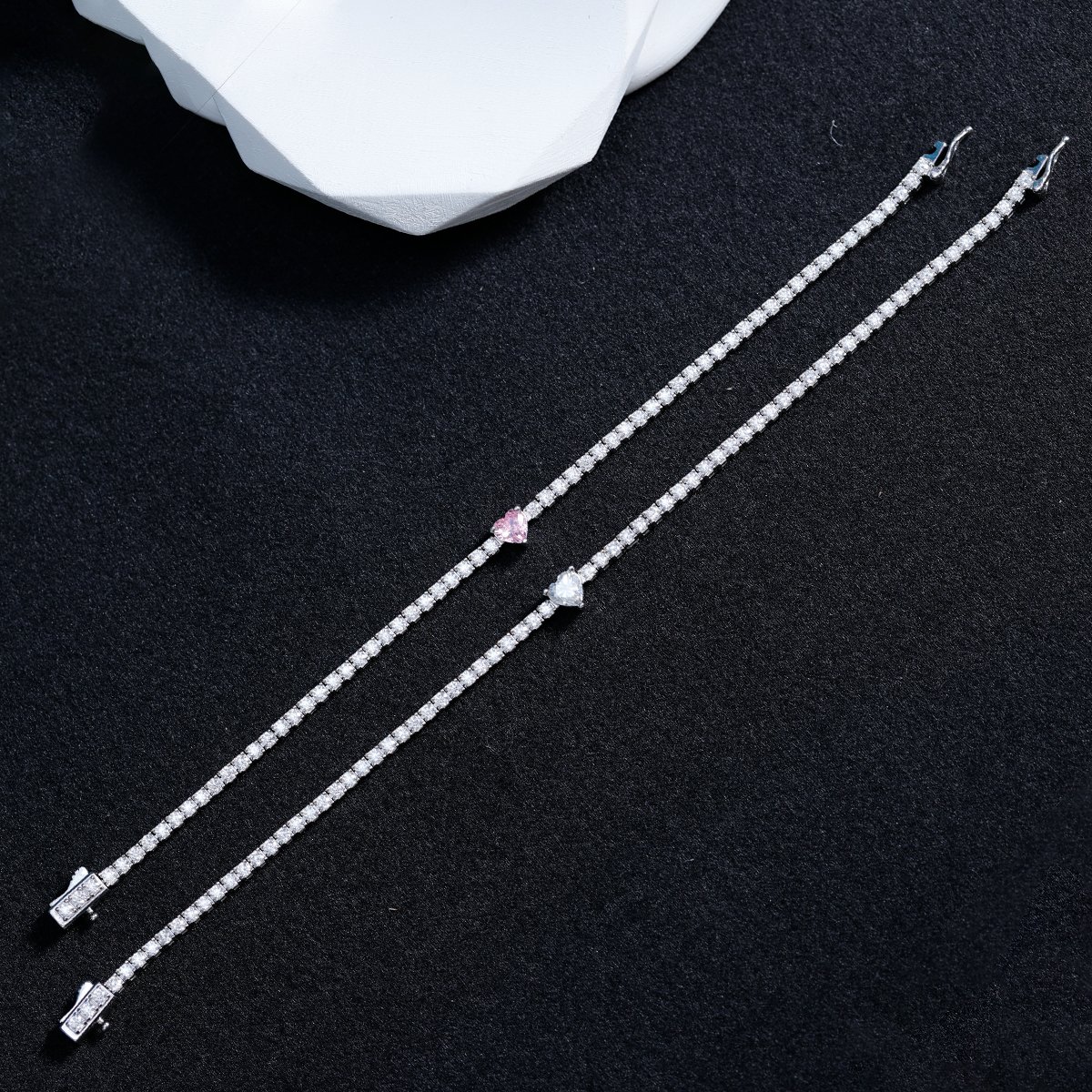 Heart-Center Moissanite Tennis Bracelet - Image 4